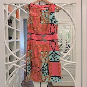 Pink - Hermes inspired print sheath dress